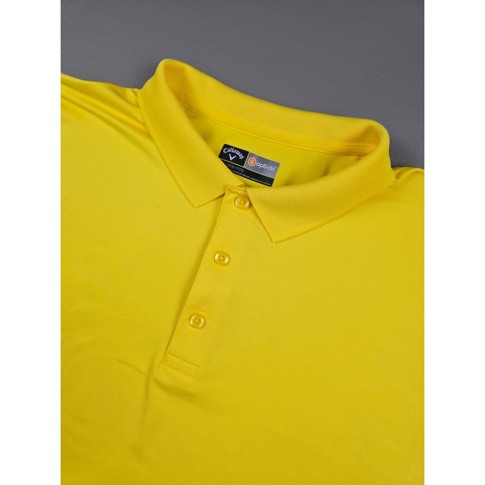 Callaway Opti-Dri Mens XXL Yellow Short Sleeve Golf Polo Shirt Performance